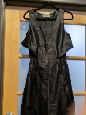 Black Sleeveless Zip-Front Midi Dress